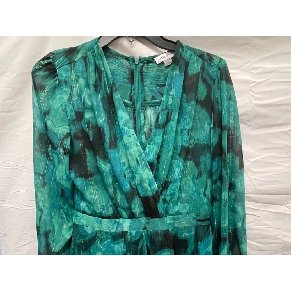 Calvin Klein 5 Dress Lot Green and Blue & White Flowing Ruffled Boho Dresses - Picture 6 of 6